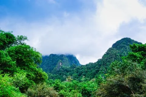 SONY DSC Landscape on a mountain range in a wildlife reserve in Thailand. gre Stock Photos