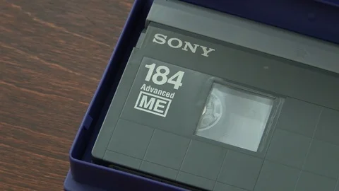 Sony DVCAM cassette in open box close-up Stock Footage 116305859