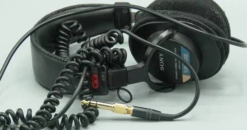 Sony Headphones on White Background Stock Footage 167226889