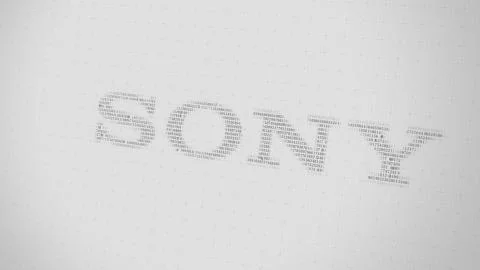 Sony logo being made with many numbers. Digital business conceptual editorial 3D Stockillustratie