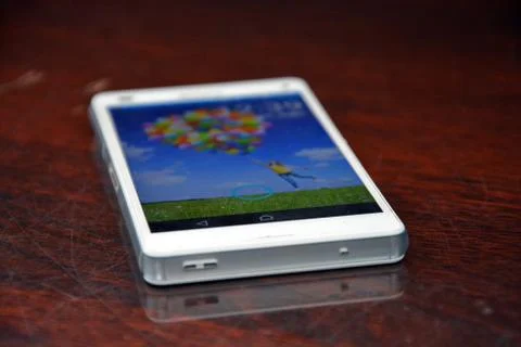 Sony phone on table Stock Photos