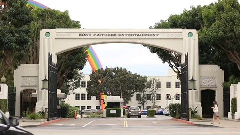 Sony Pictures Studios entrance in Los Angeles Stock Footage