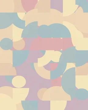 A soothing arrangement of rounded and angular forms in muted beige, blue, p.. イラスト素材