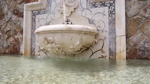 Soothing Fancy Water Fountain Running Relaxing Mind Stock Footage