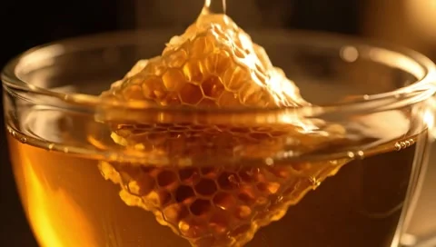 Soothing Tea with Golden Honey Stock Footage 343551653
