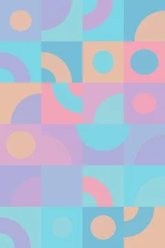 A soothing tiled composition of overlapping circles, arcs, and squares uses.. Stock-Illustration