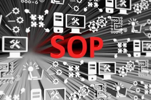 SOP concept blurred background 3d render illustration Stock Illustration