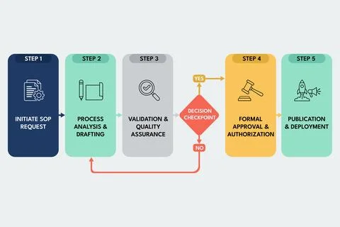 SOP Workflow Mapping Development Stages for Process Documentation Stock-Illustration