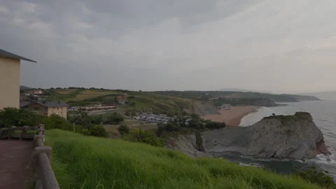 Sopelana coast landscape view, Basque Country travel destination Stock-Footage 344266765