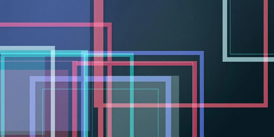 A sophisticated abstract arrangement of translucent rectangular outlines ov.. Stock Illustration