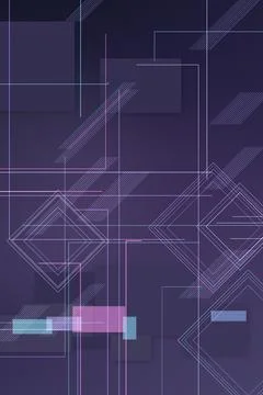 A sophisticated abstract composition of glowing linear shapes and layered g.. Illustrazione stock