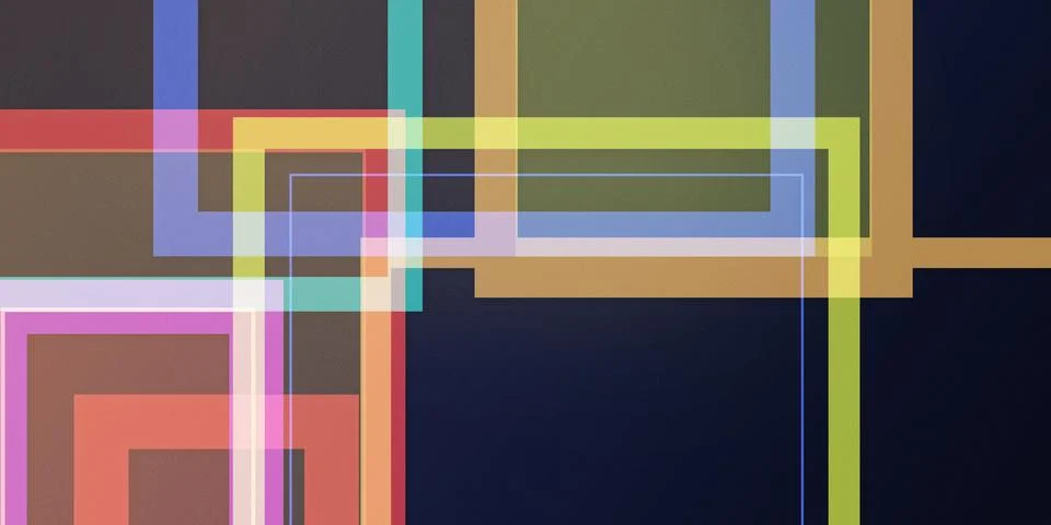 A sophisticated arrangement of translucent rectangles and intersecting line.. Illustrazione stock