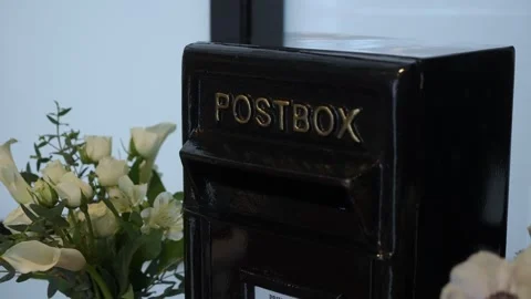 Sophisticated Black Postbox With Embossed Lettering Nestled Among White Blooms Stock-Footage 323780330