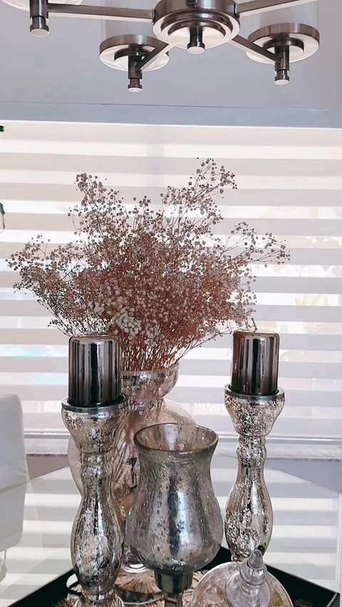 Sophisticated Boho Dining Room Table in Cozy Modern Space Stock Footage 295664783