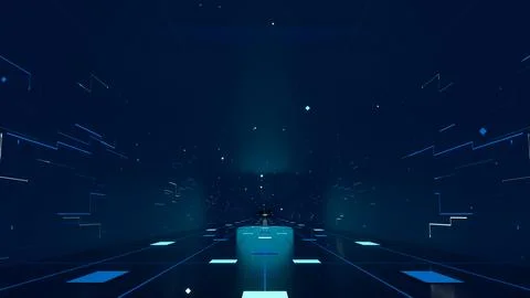 Sophisticated Data Corridor in Deep Blue Future Space 스톡 일러스트