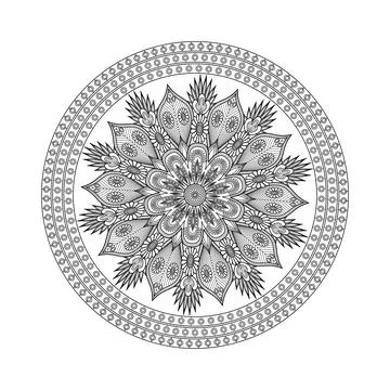 A sophisticated flower pattern with pointed foliage and layered circular bo.. イラスト素材