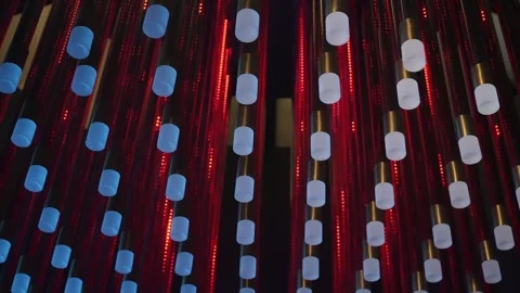 Sophisticated Hightech Installation Showcasing Rotating Patterns And Shimmering Stock Footage 323771870