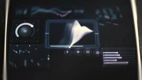 Sophisticated interface combines a flowing three-dimensional data Stock Photos