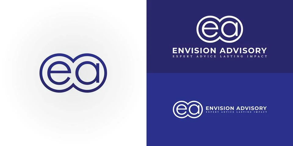 The sophisticated logo design features the initials EA elegantly intertwined Stock Illustration