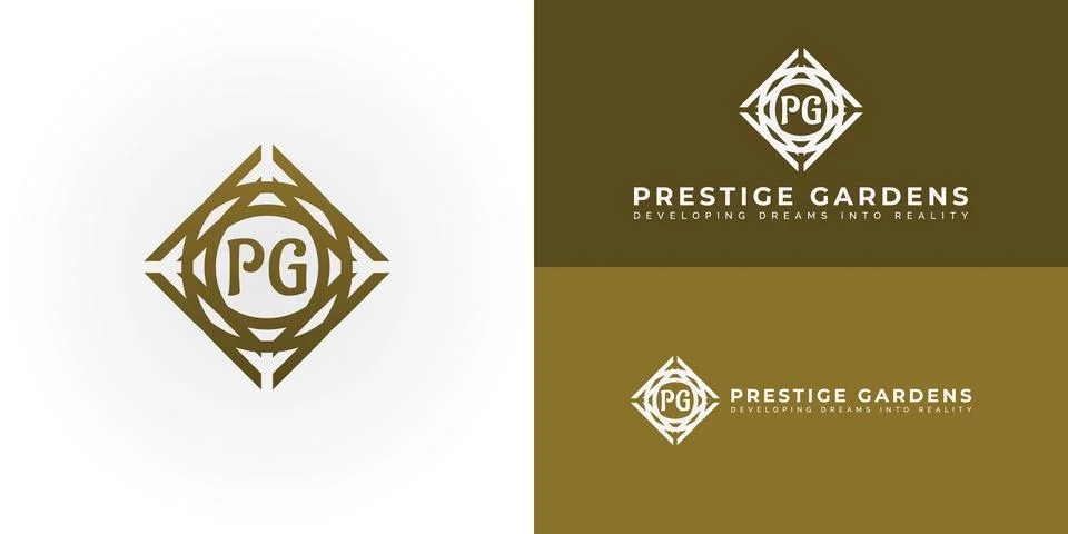The sophisticated logo design features the initials P and G Stock Illustration