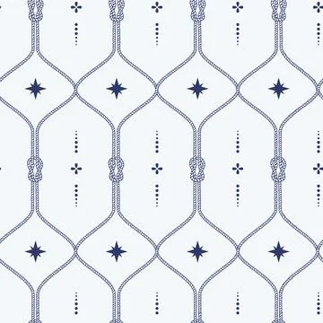 Sophisticated nautical seamless pattern featuring rope latticework 库存插图