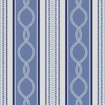 Sophisticated nautical stripe pattern featuring braided rope chains Stockillustratie