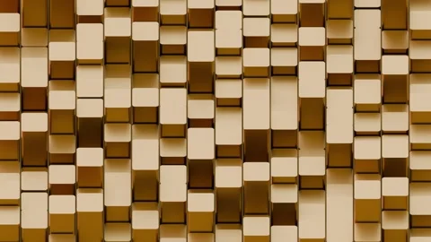 A sophisticated, seamless pattern featuring interlocking bronze and gold cubes c Stock Footage 340237775