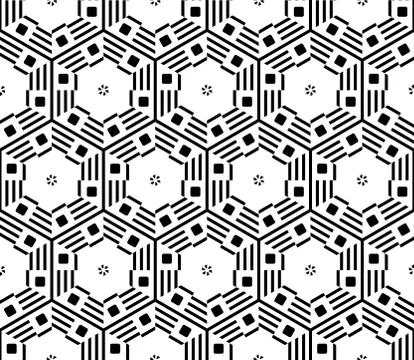 Sophisticated seamless pattern of various geometric elements Stock Illustration