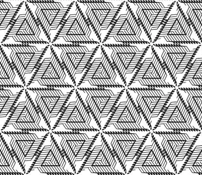 Sophisticated seamless pattern of various geometric elements Stock Illustration