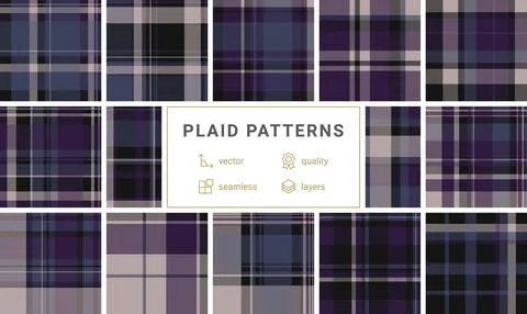 Sophisticated seamless plaid pattern featuring a modern blend of deep purpl.. Illustrazione stock