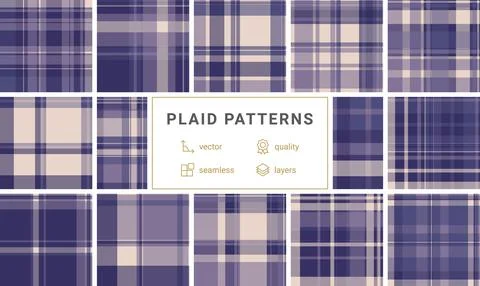 A sophisticated seamless plaid pattern in rich purple and cream tones. Ideal  Stock Illustration