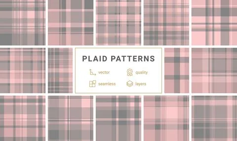 Sophisticated seamless plaid pattern in soft pink and grey. This versatile ta 스톡 일러스트