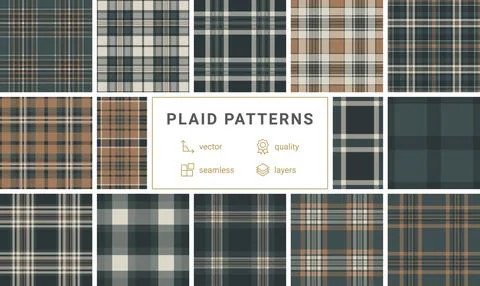 Sophisticated seamless tartan plaid pattern in forest green and warm brown. A イラスト素材