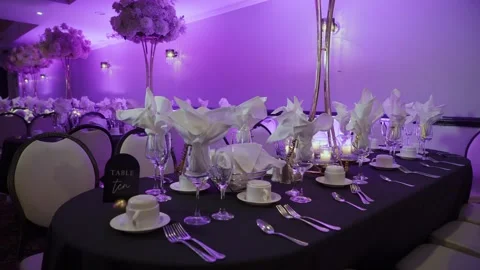 Sophisticated Table Presentation Details, Refined Feast Setting With Decorative 스톡 동영상 323774021