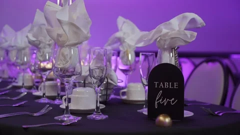 Sophisticated Table Presentation Details, Refined Feast Setting With Decorative Video stock 323777284