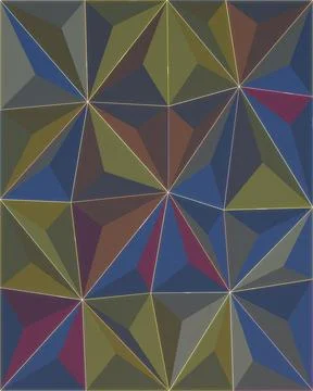 A sophisticated tessellation of angular polygons in navy, olive, burgundy, .. Stock Illustration