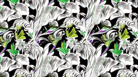 Sophisticated Tropical Pattern – Horizontal Motion Animation Stock Footage 306403211