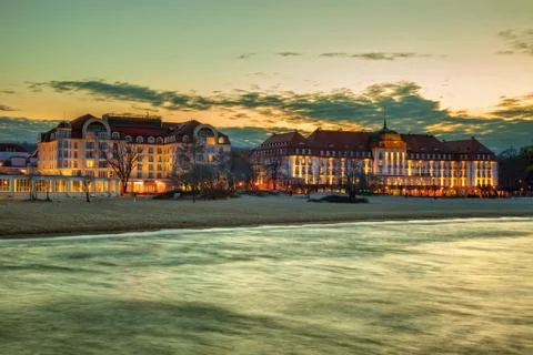 Sopot at sunset Stock Photos