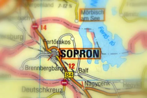 Sopron on a map Stock Photos