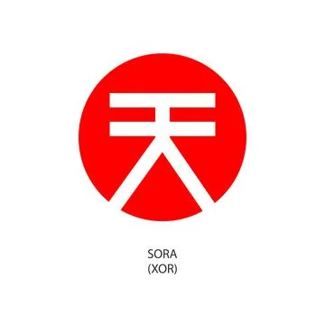 SORA decentralized structure cryptocoin icon Stock Illustration