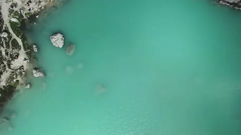 Sorapis Lake Aerial Drone Stock Footage