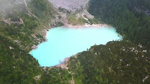 Sorapis lake in Dolomites 4K drone Stock Footage