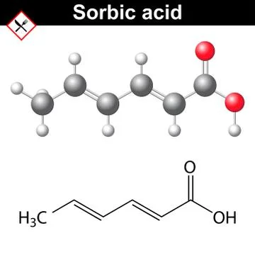 Sorbic acid molecule Stock Illustration