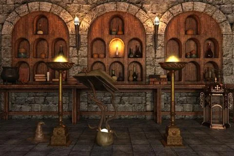 SORCERER'S DEN BACKGROUND. Stock Illustration