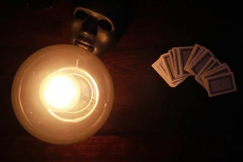 A sorcerer's table with a fortune-teller ball Foto stock