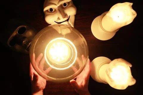 A sorcerer's table with a fortune-teller ball Foto stock