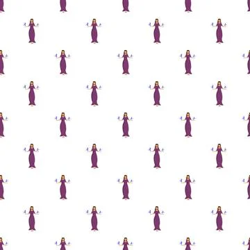 Sorceress casting magic spell seamless vector pattern Stockillustratie