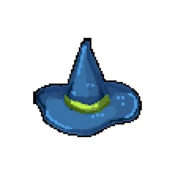 Sorcery wizard hat pixel art vector illustration Stock Illustration