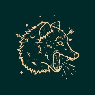 Sorcery wolf background illustration Stock Illustration