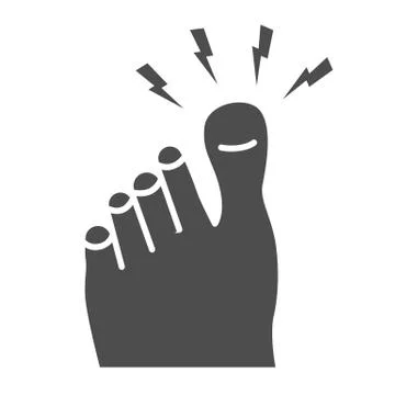 Sore big toe solid icon, Body pain concept, Foot pain sign on white background Illustrazione stock